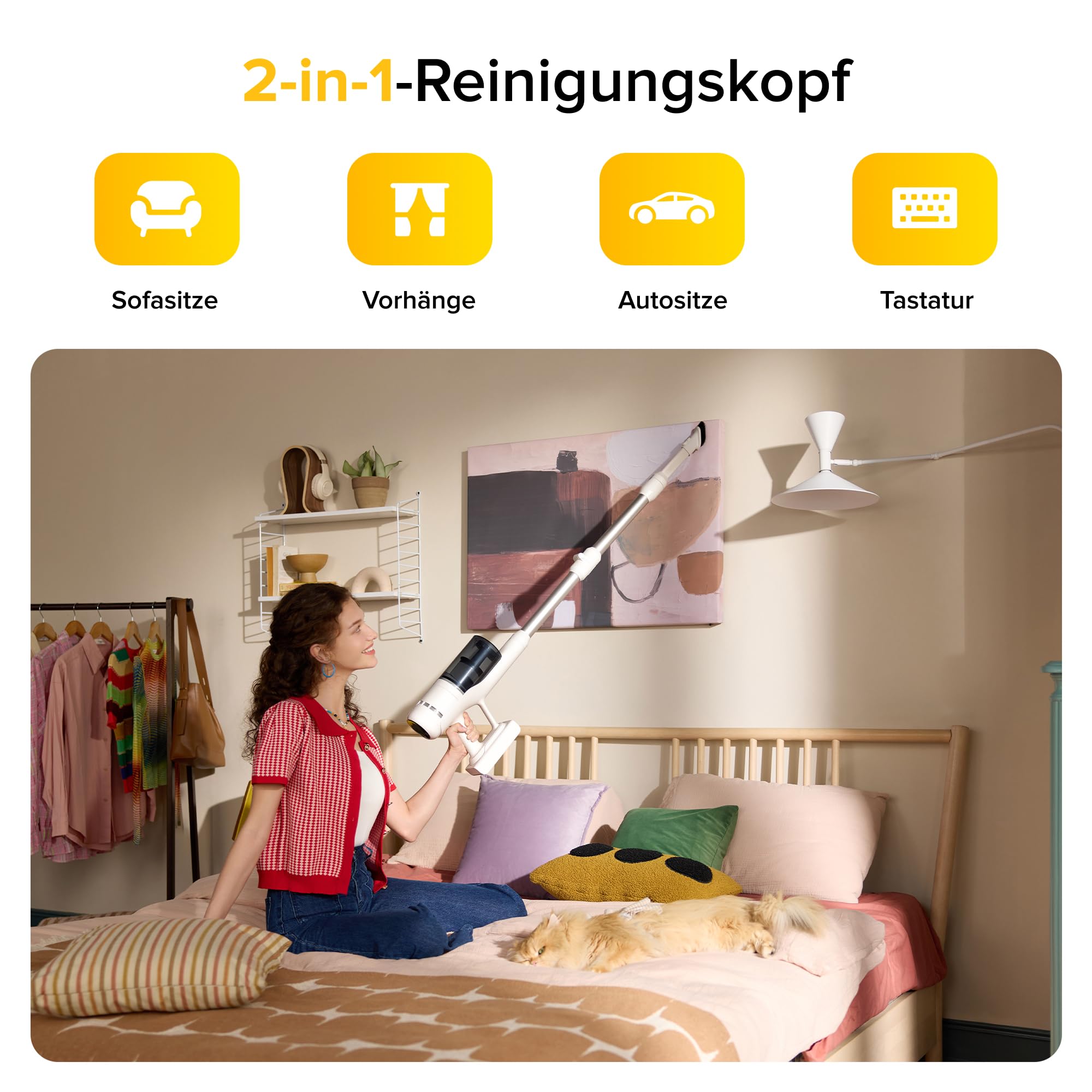 roborock H60 Akku Staubsauger, 27000Pa/300W/60 Min Akkusauger, 90° Flexibles Rohr, Staubsauger Kabellos, stielstaubsauger mit Anti-Tangle Bürste für Teppiche, Hartböden, Tierhaare, Auto 8