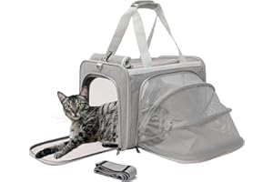 PATAZONE Cat Carriers Soft Stylish Small Dogs Puppy Pets Bag,Sturdy,Ventilated,Airline Approved,Expandable,Rabbit Cage Small Animals Travel Outdoor Carry Kennel Gray Color