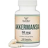 Akkermansia Probiotic and Postbiotic (Increases GLP-1 Production) 120 Capsules, 50mg per Serving (Third Party Tested to 5 Billion TFU per Serving, 50 Billion CFU per Gram) by Double Wood