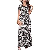 DEARCASE Maxi Dress for Women Short Sleeve Casual Summer Loose Plain Comfy Long Dresses with Pockets