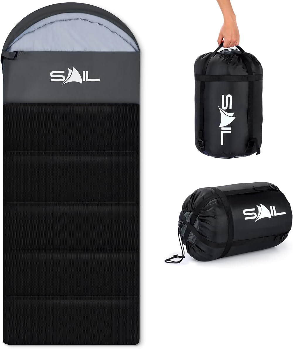 SAIL 3 Season Sleeping Bag Kids Adults Extra Wide 220x75cm 1.3kg