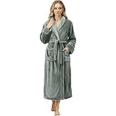 NY Threads Women's Fleece Shawl Collar Bathrobe Plush Long Spa Robe, Medium