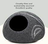 MEOWFIA Cat Cave Premium Felt Bed Dark Grey Medium Merino Wool view 6