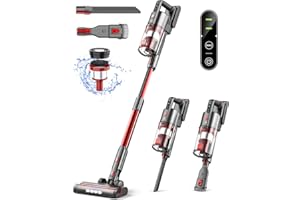 Fykee Vacuum Cleaner, Cordless Vacuum Cleaner with 80,000 PRM Brushless Motor and 1.2L Dust Cup, Cordless Stick Vacuum with Large Detachable Battery up to 35 mins Run Time (Brick Red)