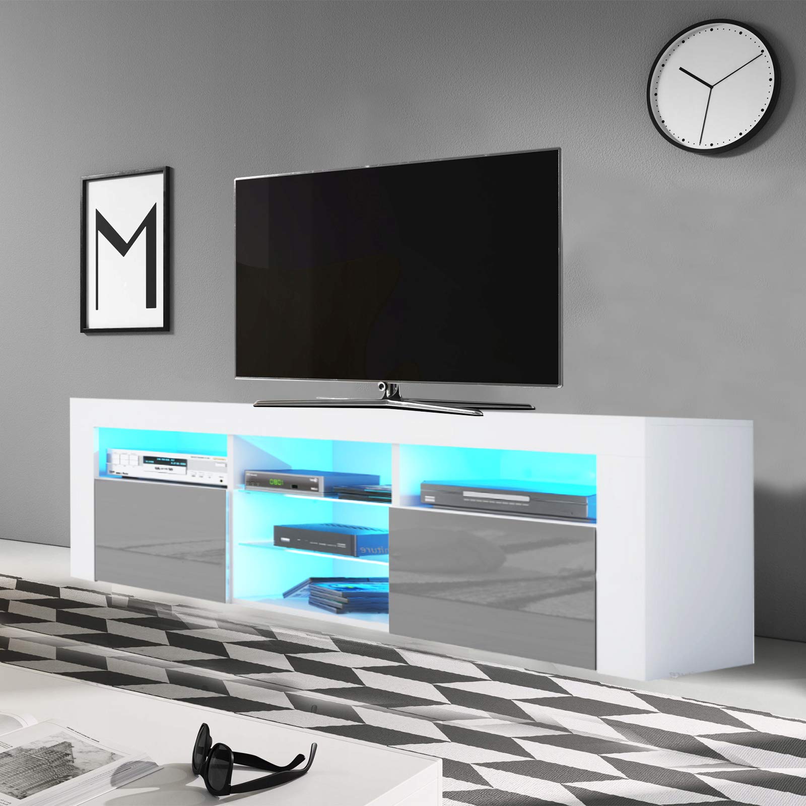 Buy TV Units For Living Room Modern Led TV Unit Large White