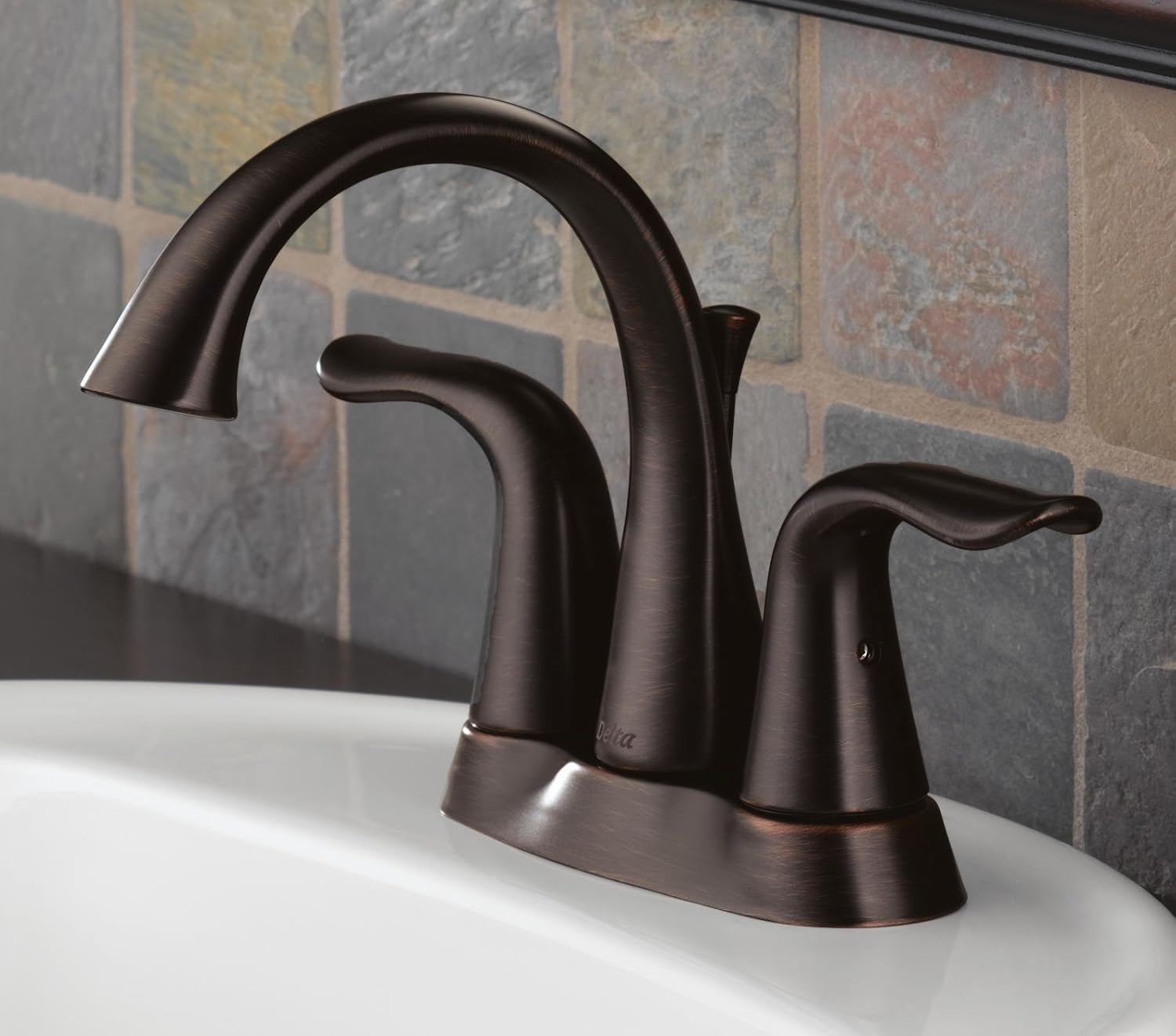 Delta Faucet Lahara Centerset Bathroom Faucet Brushed Nickel, Bathroom Sink Faucet, Diamond Seal Technology, Metal Drain Assembly, Stainless 2538-SSMPU-DST - Touch On Bathroom Sink Faucets - 