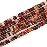 160pcs 4x2mm Natural Banded Brown Agate Disk Rondelle Spacer Stone Semi Precious Gemstone Loose Beads for Jewelry Making 15 Inch