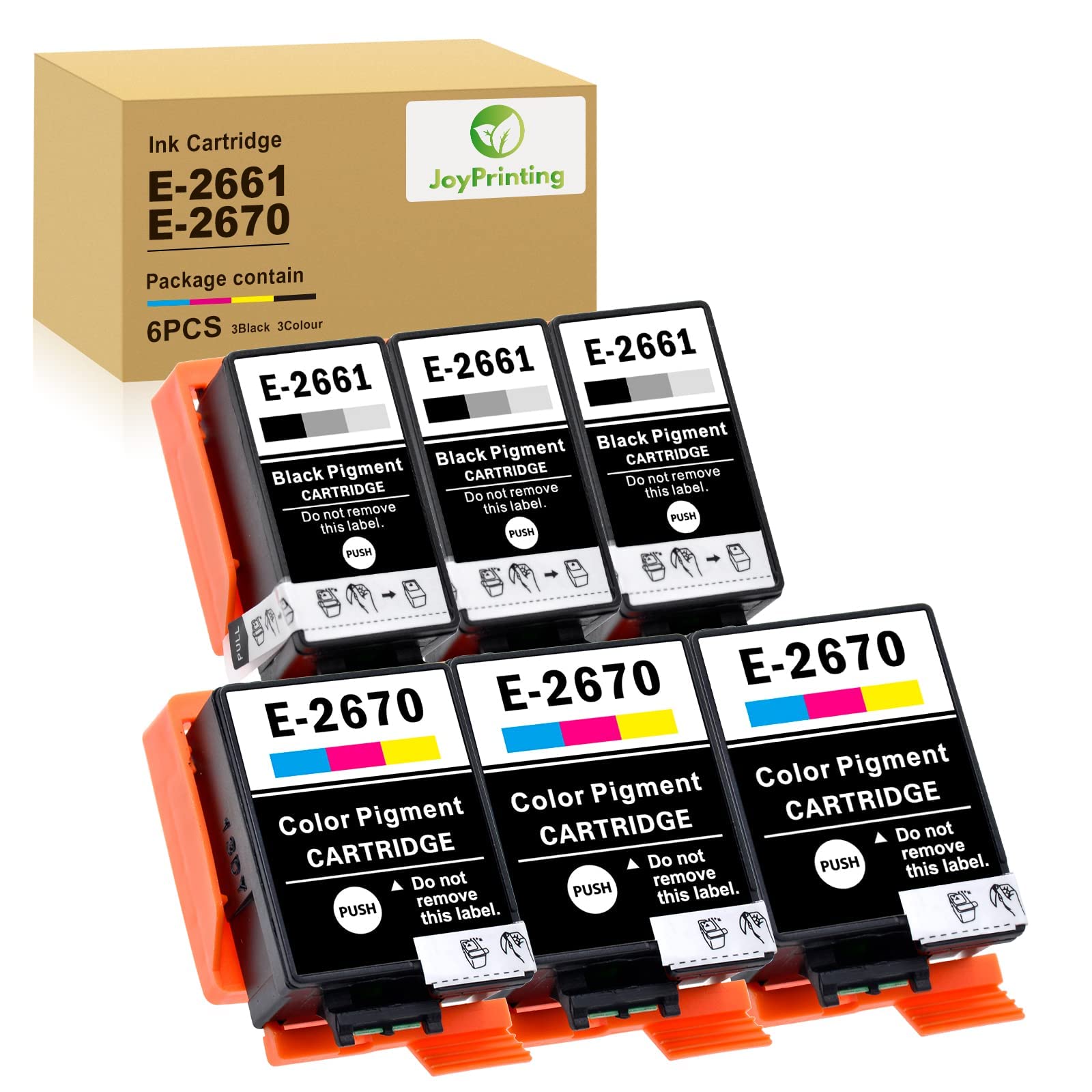 JoyPrinting Compatible with Epson T2661 T2670 T-2661 T-2670 Ink Cartridges Replacement for Epson Workforce WF-100W WF-110W Printer with Pigment Ink, 6 Pack (3 Black, 3 Colour)