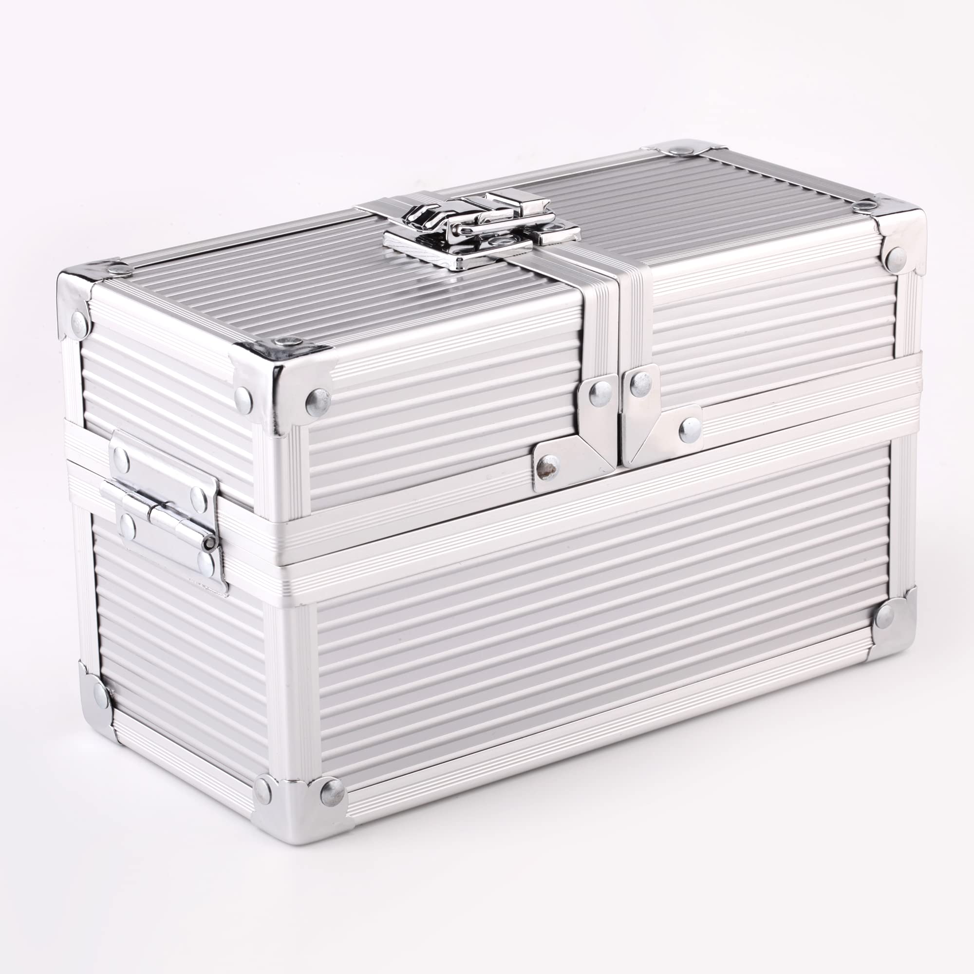 KakapopoTCG Silver Metal Double Deck Box Cube for Deck Protector storage Trading Cards TCG Sleeve MTG Magic FaB YGO EDH Commander Toploader PTCG Dice Box