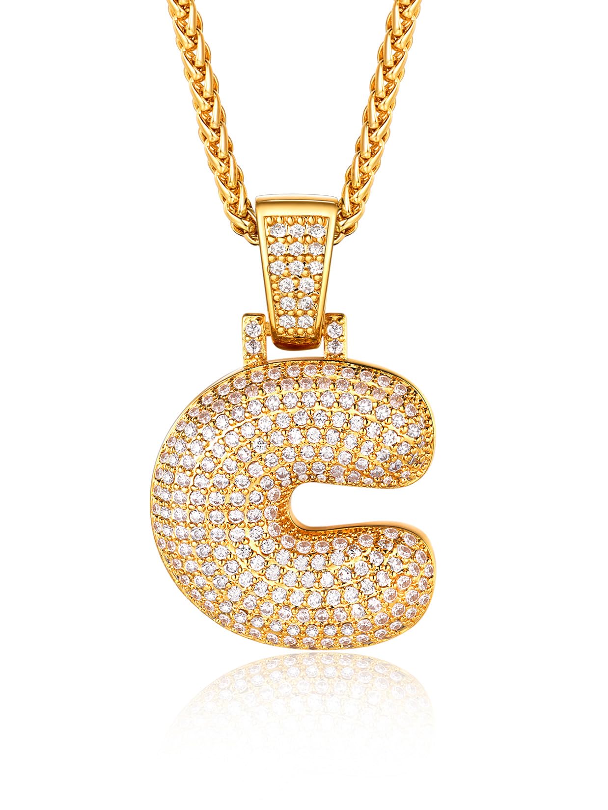 U7 Men's Necklaces Long Chokers Initial C Pendant Chain Necklace Men