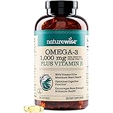 NatureWise Extra-Strength Omega 3 Fish Oil Supplement - 1000mg per Serving - 600 EPA & 400 DHA and Vitamin E - Support for Heart & Brain Health - Lemon Flavor, GMO-Free - 360 Softgels[6-Month Supply]