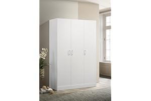 FurGenius 3 Doors Large Closet with Storage Shelves Rod, Freestanding Cabinet for Hanging, Bedroom Armoire Dresser Wardrobe Clothes Organizer, 71.5" H, White-5