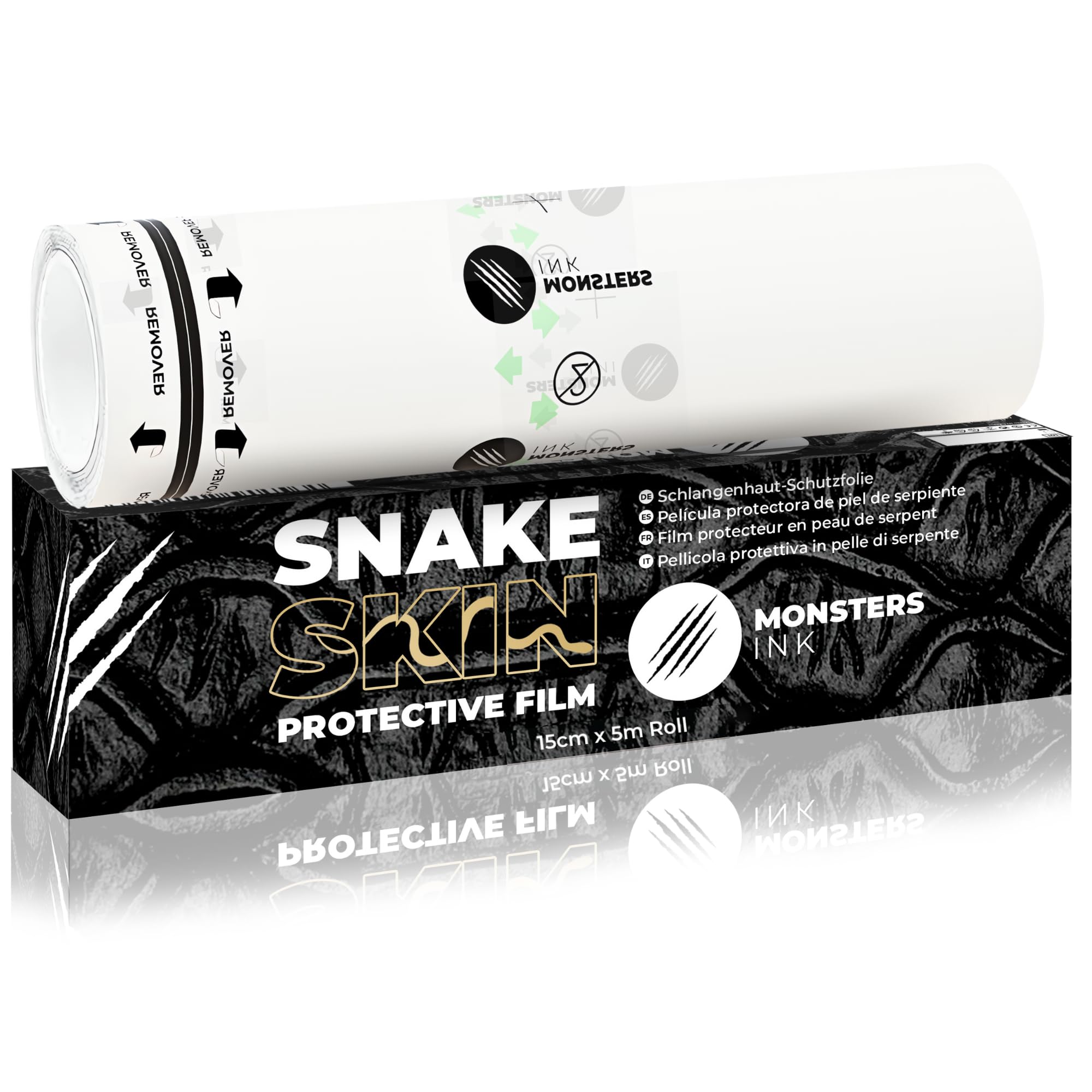 Monsters Ink Matte Second Skin Tattoo Cover Aftercare Bandage, Tattoo Wrap Film, Protection Film & Waterproof Dressings (15cm x 5m Roll)