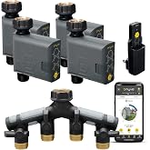 Orbit 21207 B-hyve Gen 2 Smart Hose Watering Timer, 4-Pack with Wi-Fi Hub and Hose Y Splitter