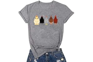 VILOVE Chicken Tshirt Mom Cute T Shirts Womens Short Sleeves Farm Country Casual Tee Tops