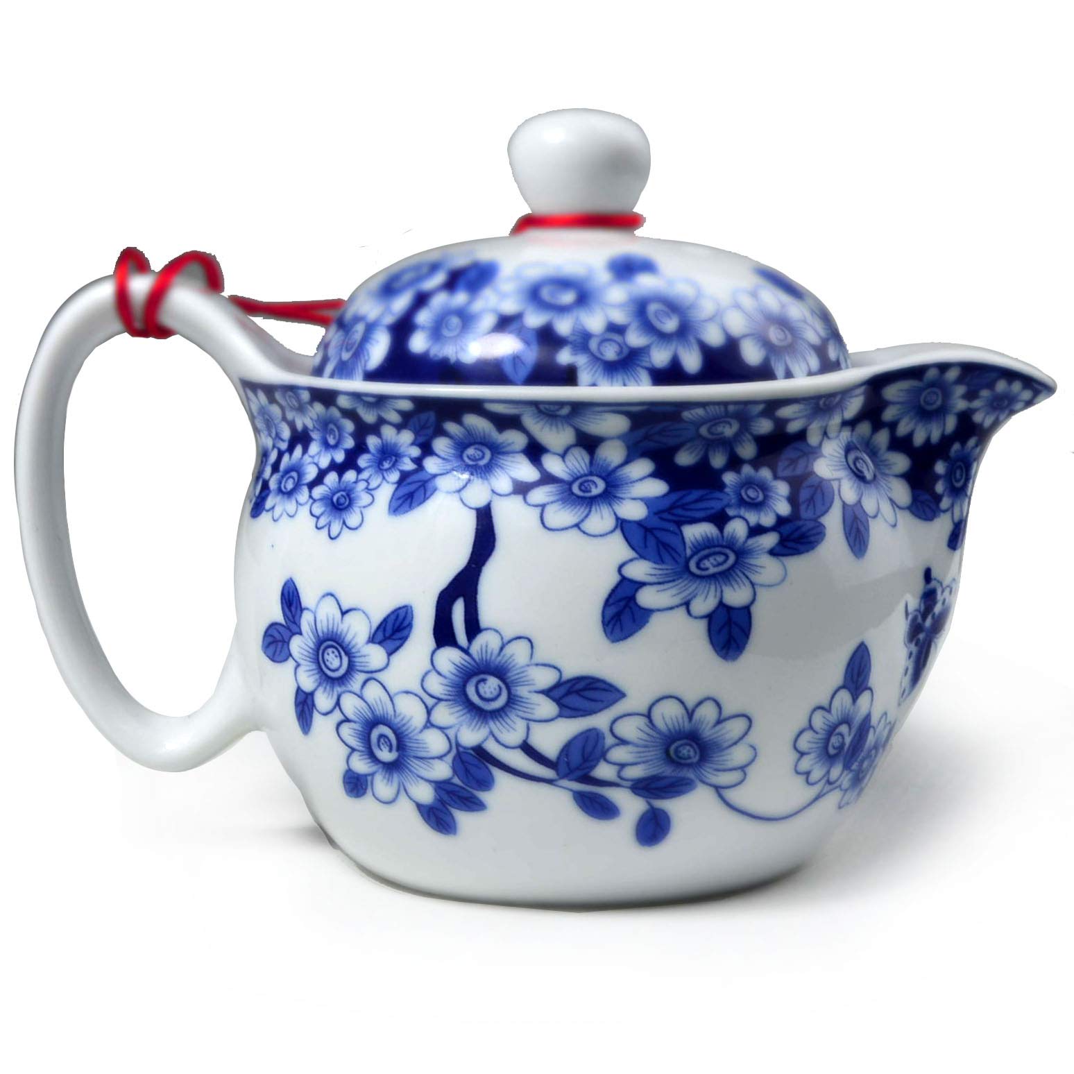 Yxhupot Teapot 12oz/350m Blue China Porcelain Stainless Steel Filtration Mash Infuser Tea
