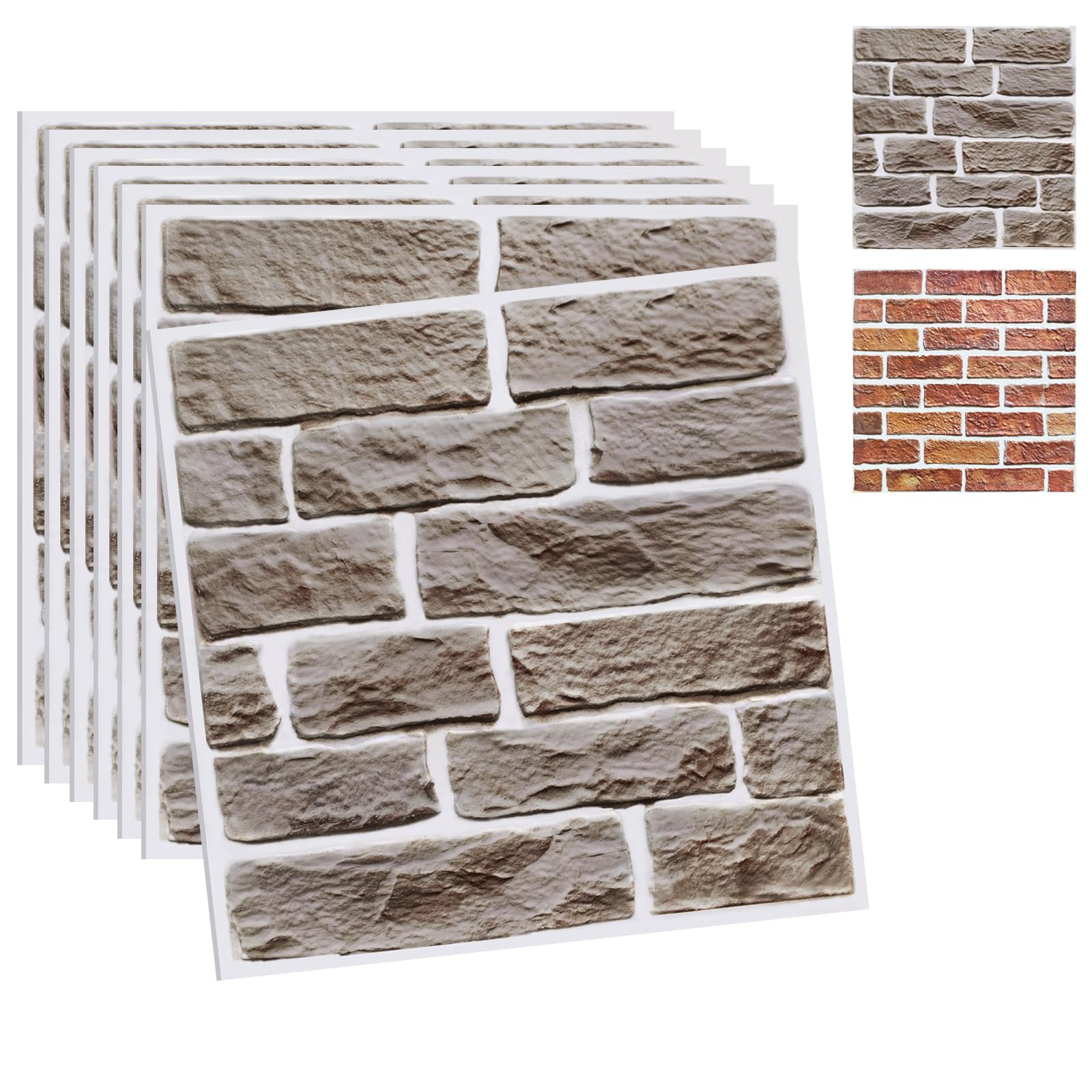 Photo 1 of 10 PCS 3D Wall Panels Peel and Stick for Interior Wall Decor, Faux Stone Wall Panel Self-Adhesive Wallpaper, Foam 3D Wallpaper for Living Room Bedroom Study Room Cover, Rock
