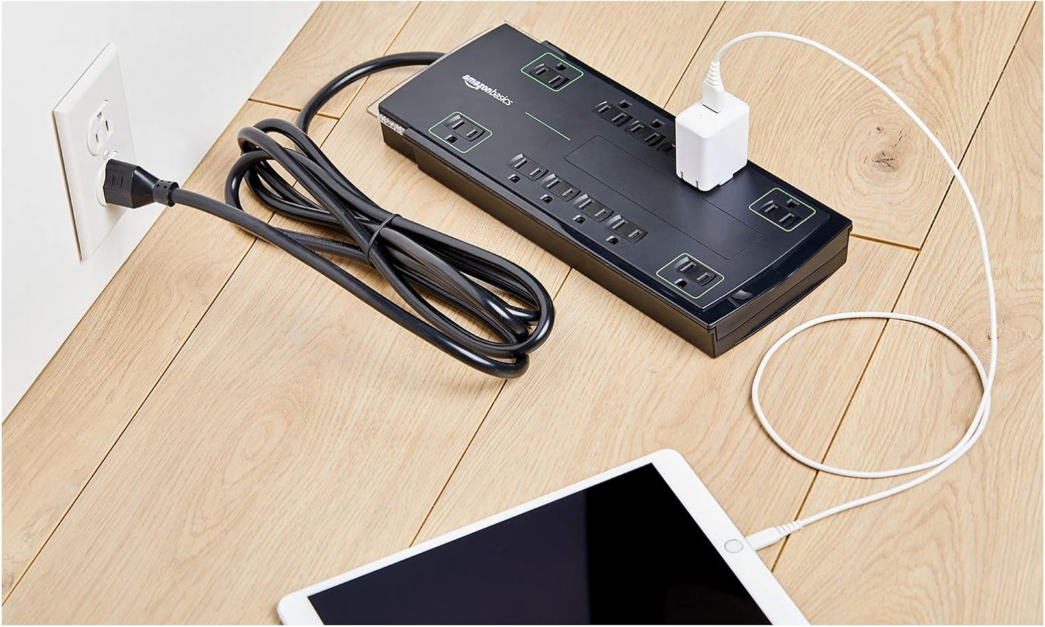 Basics 12-Outlet Power Strip Surge Protector | 4,320 Joule, 8-Foot Cord: Electronics