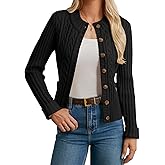 GRACE KARIN Women Button Up Cable Knit Sweater, Cropped Cardigan Sweaters, Chunky Winter Clothing 2025