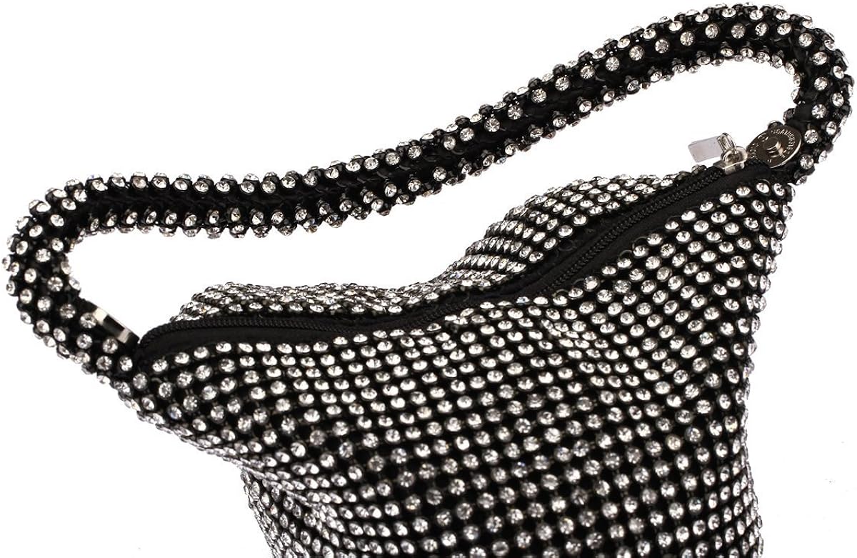 JIAN YA NA Women Ladies' Evening Clutch Bling Glitter Purse Triangle Design Wedding Purse Handbag for Party Prom (Black) - Image 5