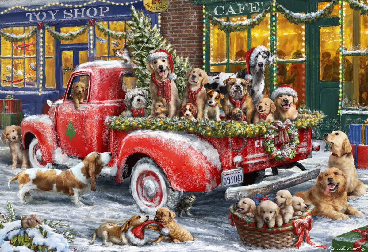 Vermont Christmas Company Canine Christmas Jigsaw Puzzle 100 Piece, Large Pieces Perfect for Kids and Seniors