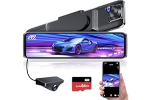 Magnetic Installation 4K WiFi Mirror Dash Cam 12'' Backup Camera Rear View Mirror Camera for Car with IMX415 Sensor, APP Cont