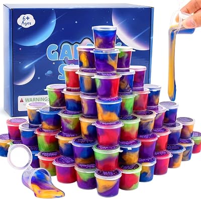 Petyuioyu Galaxy Slime Kit 60 Pack Fluffy Non Sticky Putty Party Favors