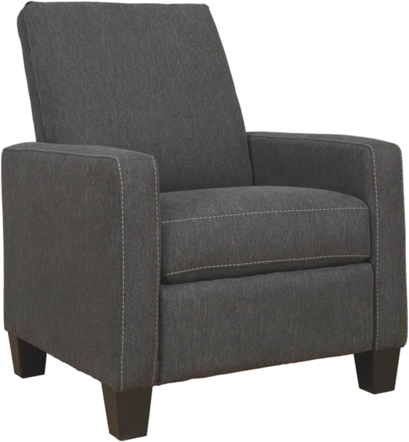 Signature Design by Ashley - Dattner Contemporary Upholstered Low Leg Recliner - Push Back Reclining - Dark Gray