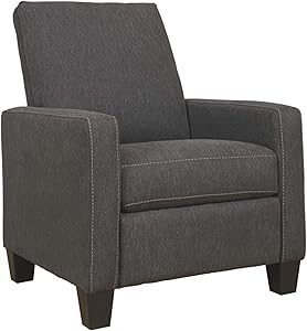 Signature Design by Ashley - Dattner Contemporary Upholstered Low Leg Recliner - Push Back Reclining - Dark Gray