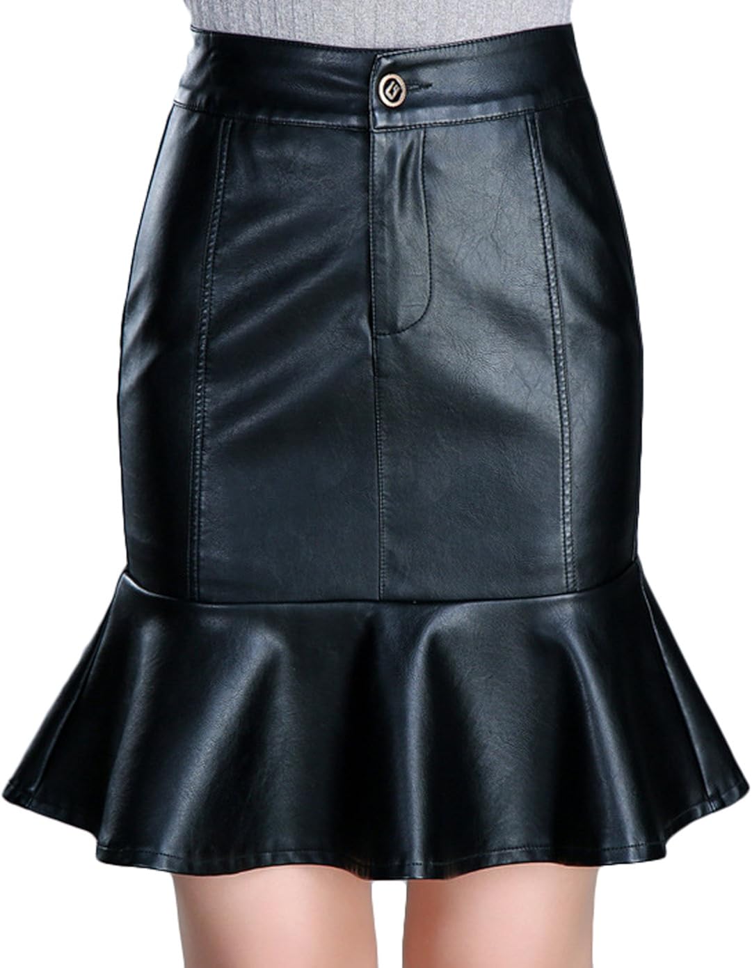 Youhan Women's Mermaid Slim Faux Leather Skirt (XSmall, Black) at