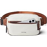 LATMAP 2L Fanny Packs Everywhere Belt Bag Small Fashion Crossbody Waist Pack Faux Leather Waterproof Sling Chest Bag For Women Trendy Beige