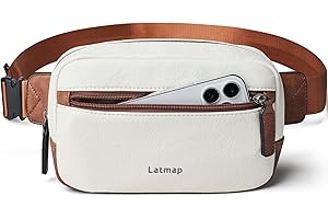 LATMAP 2L Fanny Packs Everywhere Belt Bag Small Fashion Crossbody Waist Pack Faux Leather Waterproof Sling Chest Bag For Women Trendy Beige