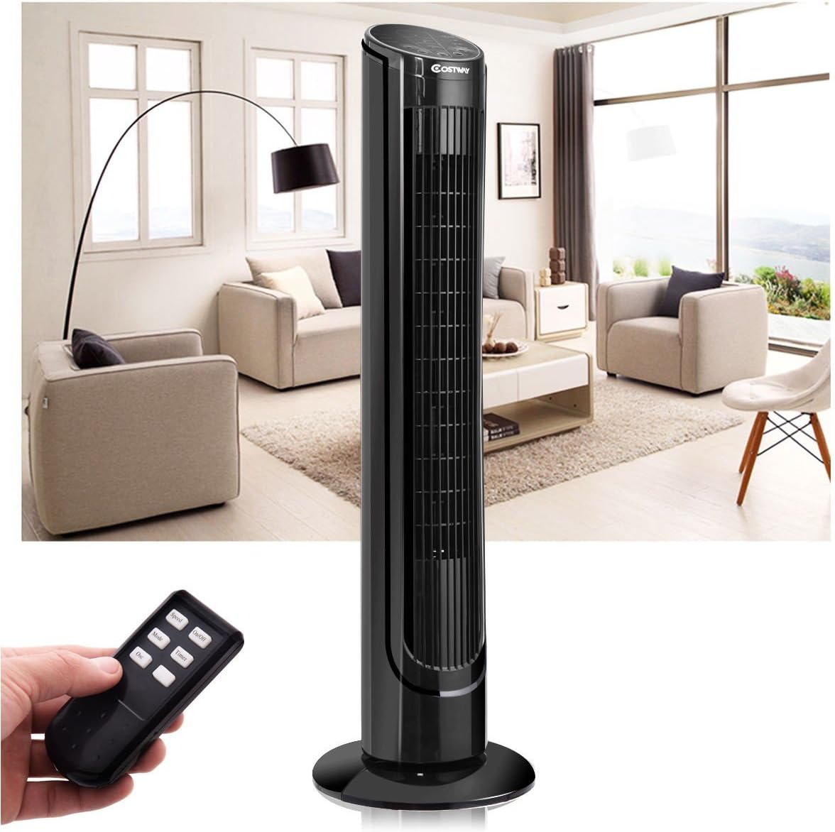 Custpromo 40" LCD Digital Control Oscillating Cooling Tower Fan With Remote Control, Black