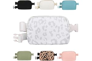 VKIOIP Belt Fashion Waist Pack with Adjustable Strap,Hands Free Crossbody Fanny Bag with Zipper,Workout Exercise Accessories for Traveling,Running,Hiking,Cycling,Sports Gifts(Leopard White)