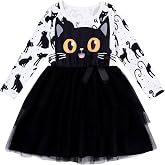 Vieille Toddler Girls Halloween Dress Long Sleeve Tutu Dresses 2-6 Years | Toddler Girls Halloween Tulle Dress, Ghost Printed Princess Tutu Dress, Long Sleeve Fall Clothes for Halloween Party, Holiday