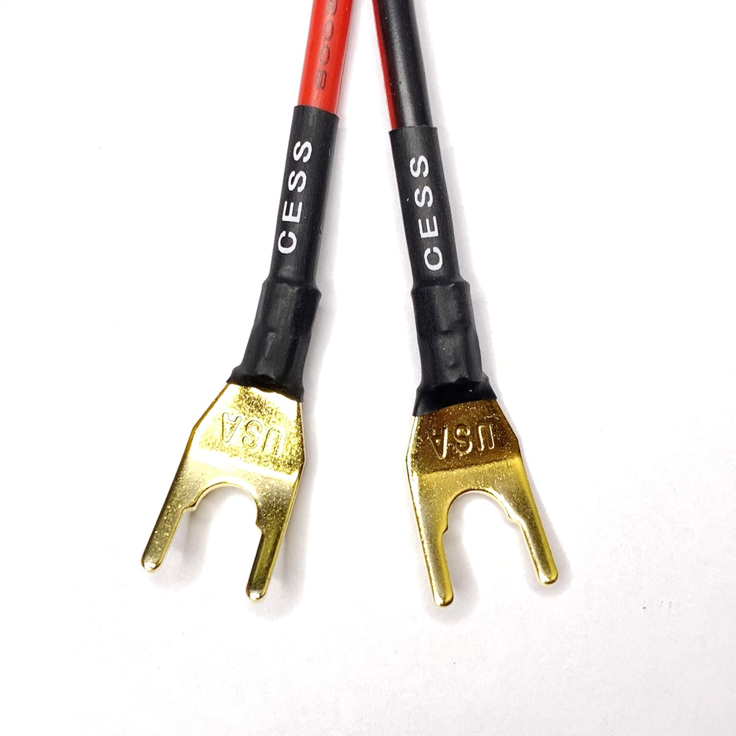 CESS-031 Fork Spade Plugs to Binding Post Banana Female Jack - Spades Extension Cable - 2 Pack: Musical Instruments