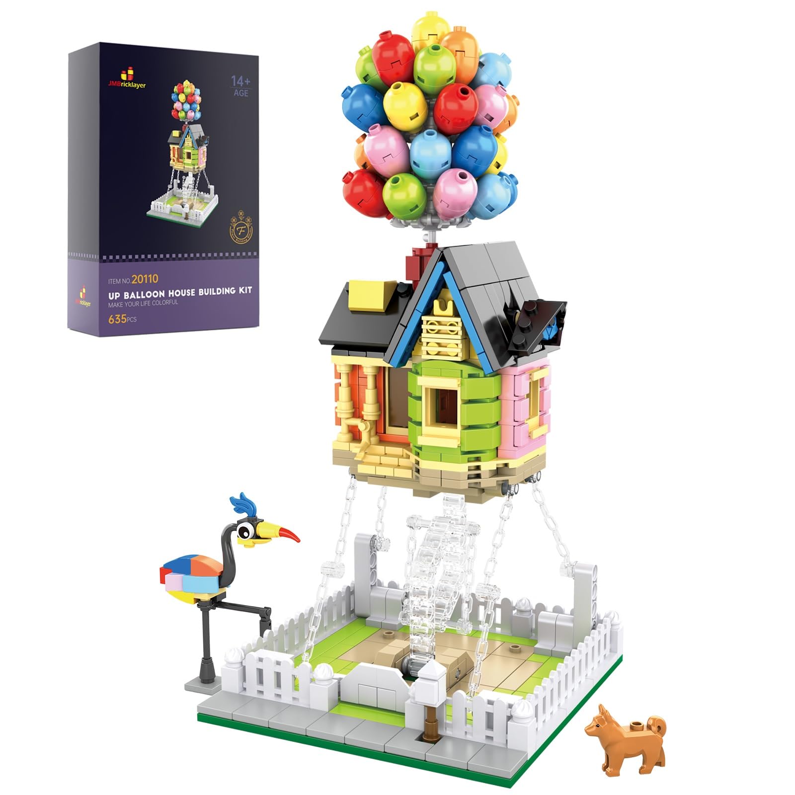 JMBricklayer Flying House Building Blocks, 20110 Friends House Clamping Blocks with Animal Characters, Model Kit Idea Gift for Adults and Girls