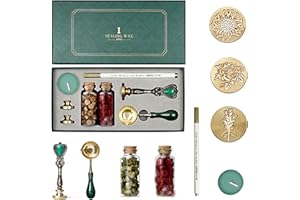 Joyeee #57 - Kit de cachet de cire avec cuillère à fondre - têtes de tampon remplaçables - Stylo à cacheter de cire pour enve