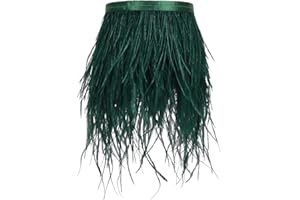 AMZTKDIY Ostrich Feathers Sewing Fringe Trim Ribbon for Crafts Clothes Accessories Latin Wedding Dress DIY 2 Yards 4-6inch Width (2 Yards, Army Green)