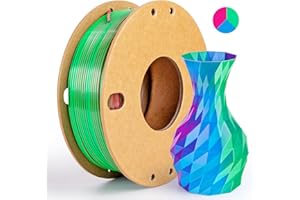 dikale Silk Triple Color PLA+ 3D Printer Filament 1.75mm, No Tangle Shiny Filament Net Weight 250g Spool (0.55lbs), 3-in-1 Silk PLA Pro Plus, Rose Red+Sky Blue+Green