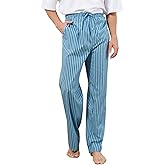 U2SKIIN Mens 100% Cotton Pajama Pants, Soft Lightweight Striped Lounge Pj Bottoms for Men with Pockets