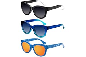 QALLY Kids-Sunglasses Boys Polarized Sunglasses: Square Sun Glasses UV Potection for Girls Children Age 3-12 (3 Pack)