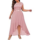 Miusol Women's Plus Size Formal Floral Retro Lace Elegant Bridesmaid Party Maxi Dress