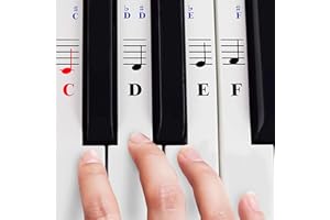 QMG Piano Stickers for 49/61/ 76/88 Key Keyboards – Transparent and Removable; Made in USA