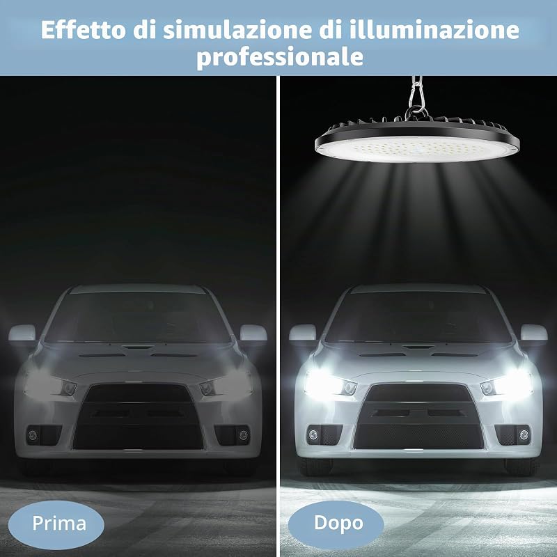 200W UFO LED High Bay Light, 30000LM, 6000K Cool White UFO LED Workshop lampada, IP65 impermeabile lampada industriale alta luce Bay per fabbriche, garage, magazzino (4 Pack, 200W)