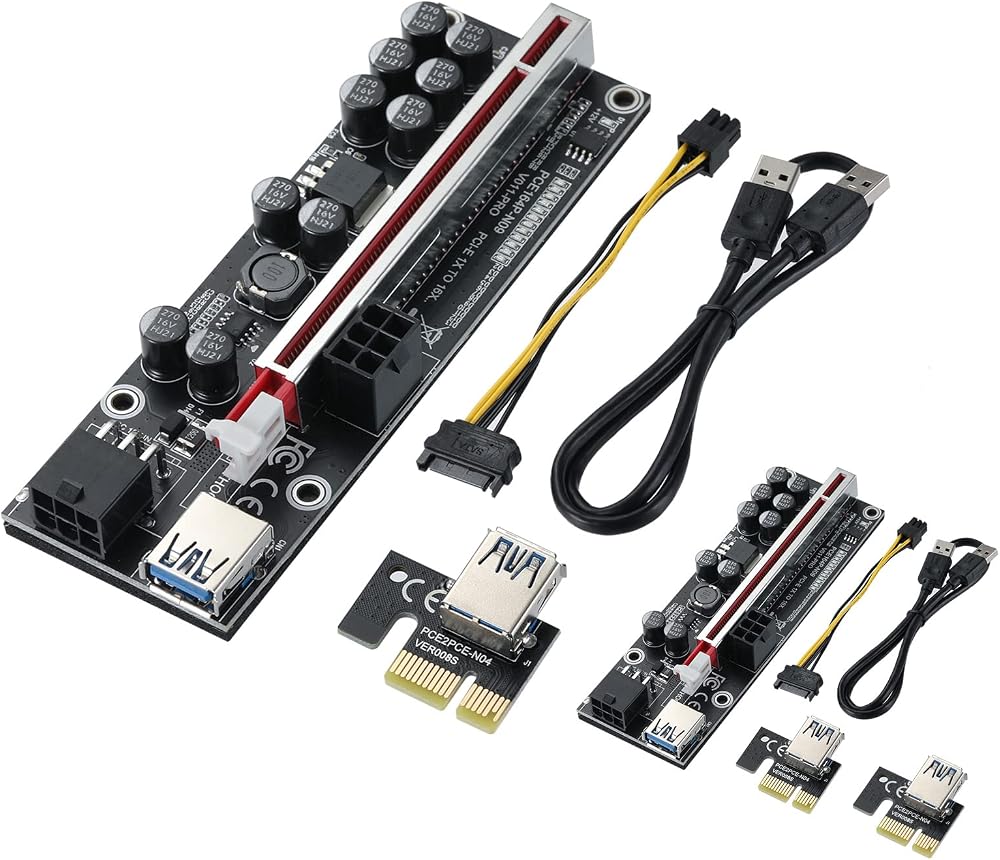 MZHOU PCIE Riser 1x to 16x VER011-PRO GPU Mining Powered Adapter Card 2 Pack