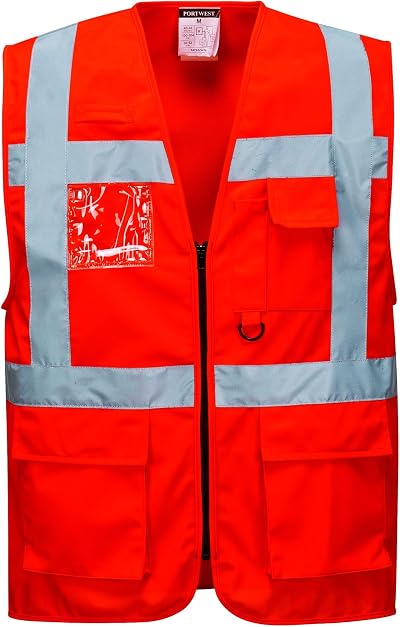 Portwest S476 Hi Vis Executive Safety Vest Red Small Lightweight Reflective