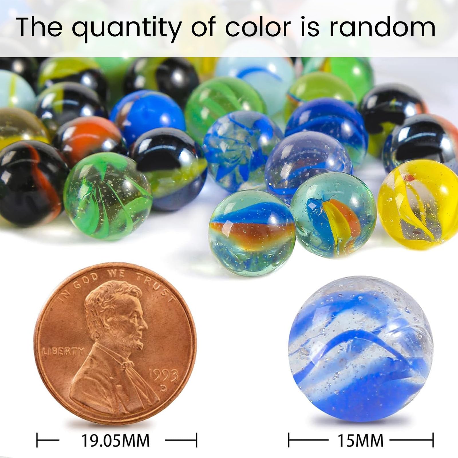 POPLAY Colorful Glass Marbles, 0.6inch Marbles Bulk for Kids Marble Games,DIY and Home Decoration