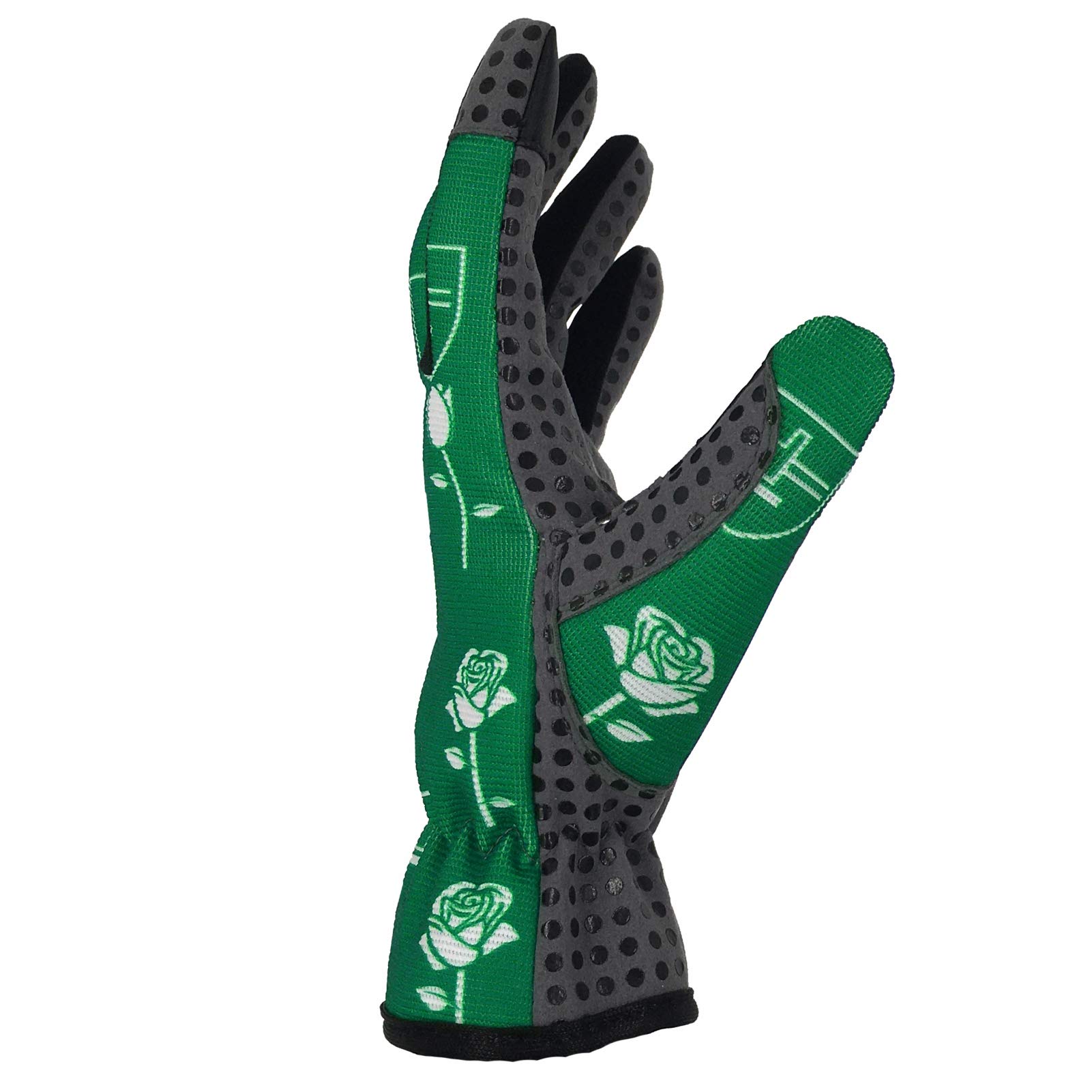 SAMONA Work and Gardening Gloves Micro Fibre Palm - Fourway Spendex, Index Finger for Smart Phone Usage (Green, Medium)