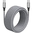 etguuds Long USB C to USB C Cable [20ft, 1-Pack], 20 Foot USB 2.0 Type C to Type C Charging Cable, Nylon Braided Cord, for Samsung Galaxy, Note, Fold, LG, Moto, Pixel, Switch & USB-C Laptop Tablet